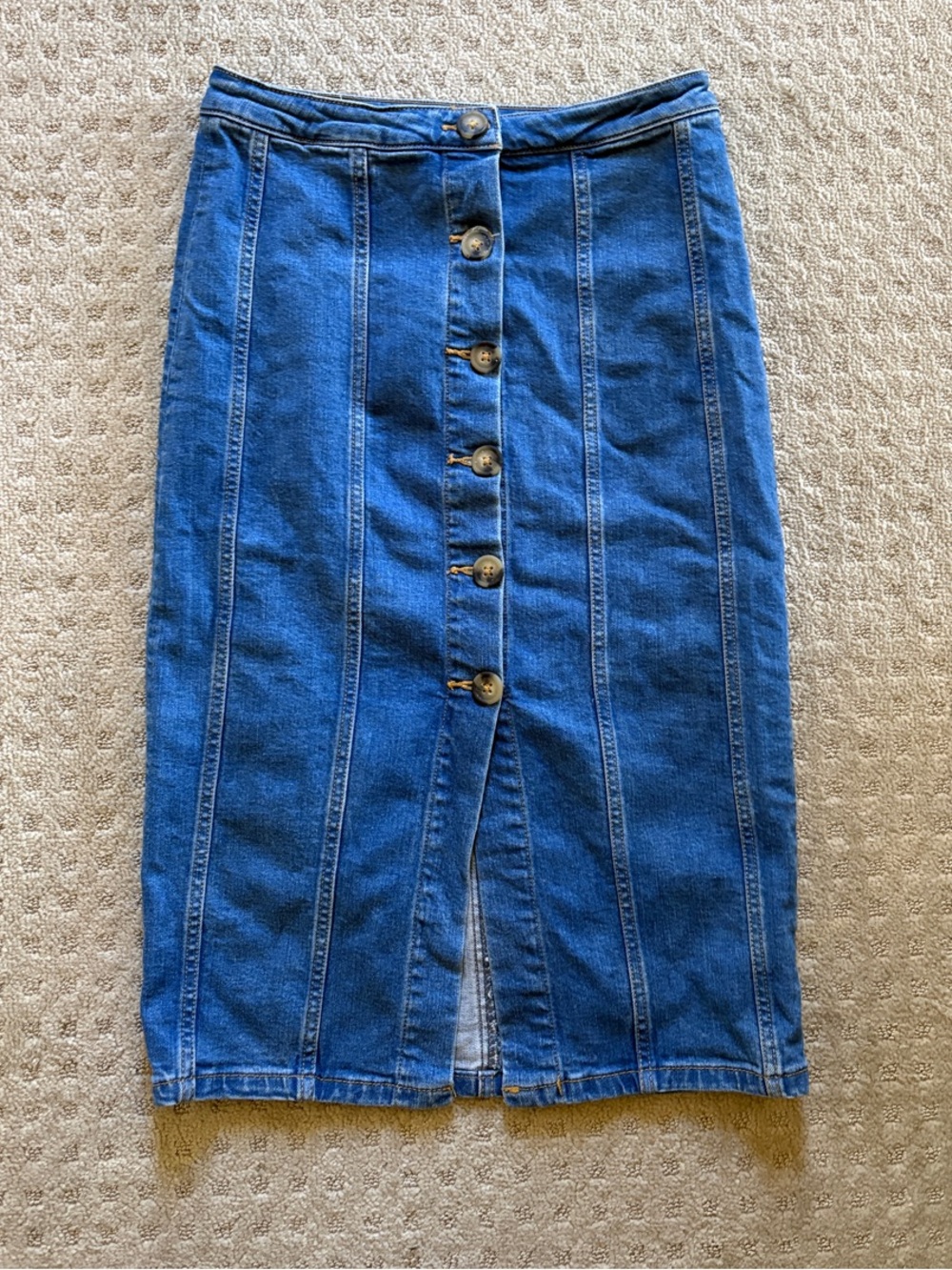 Pilcro Anthropologie Blue Denim Button-Front Pencil Skirt